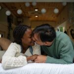 woman and man cuddling