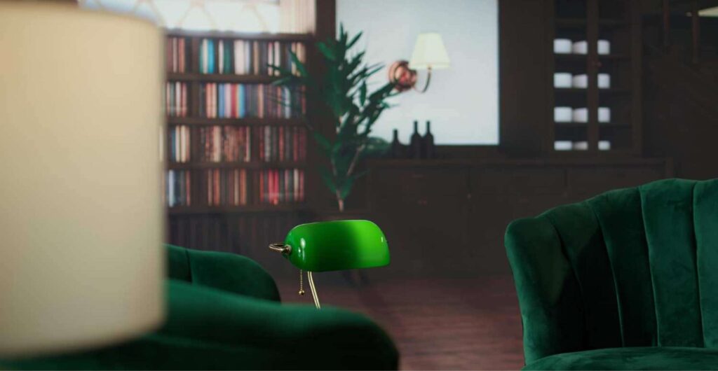 Office for therapy with beautiful green chairs